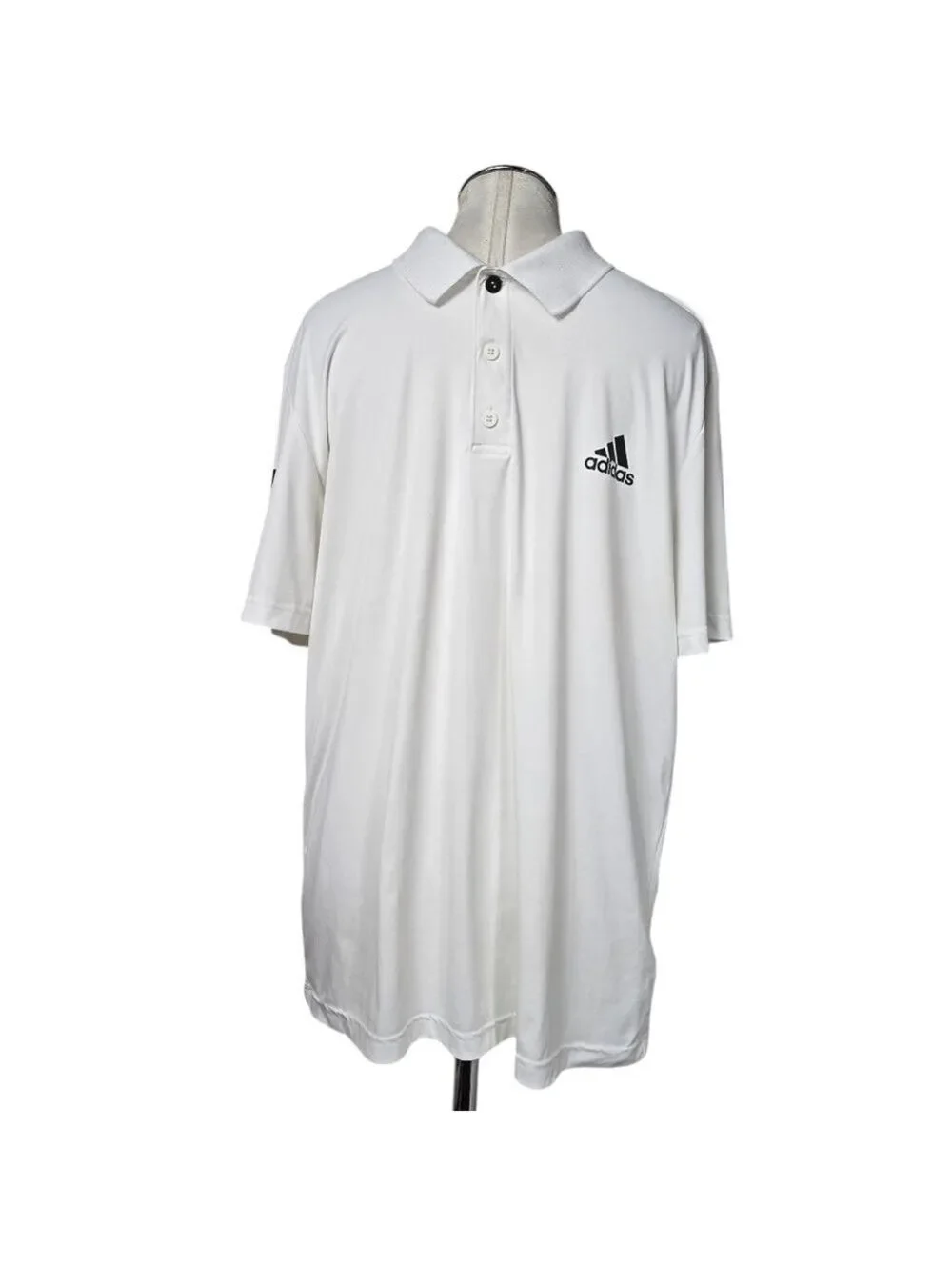 Adidas Climacool White Black Collar Polo Shirt L